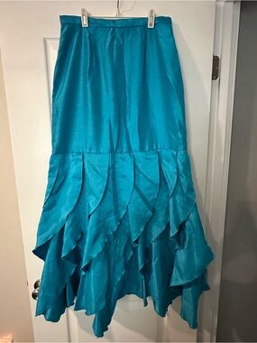 Classic Teal Tiered Satin Skirt